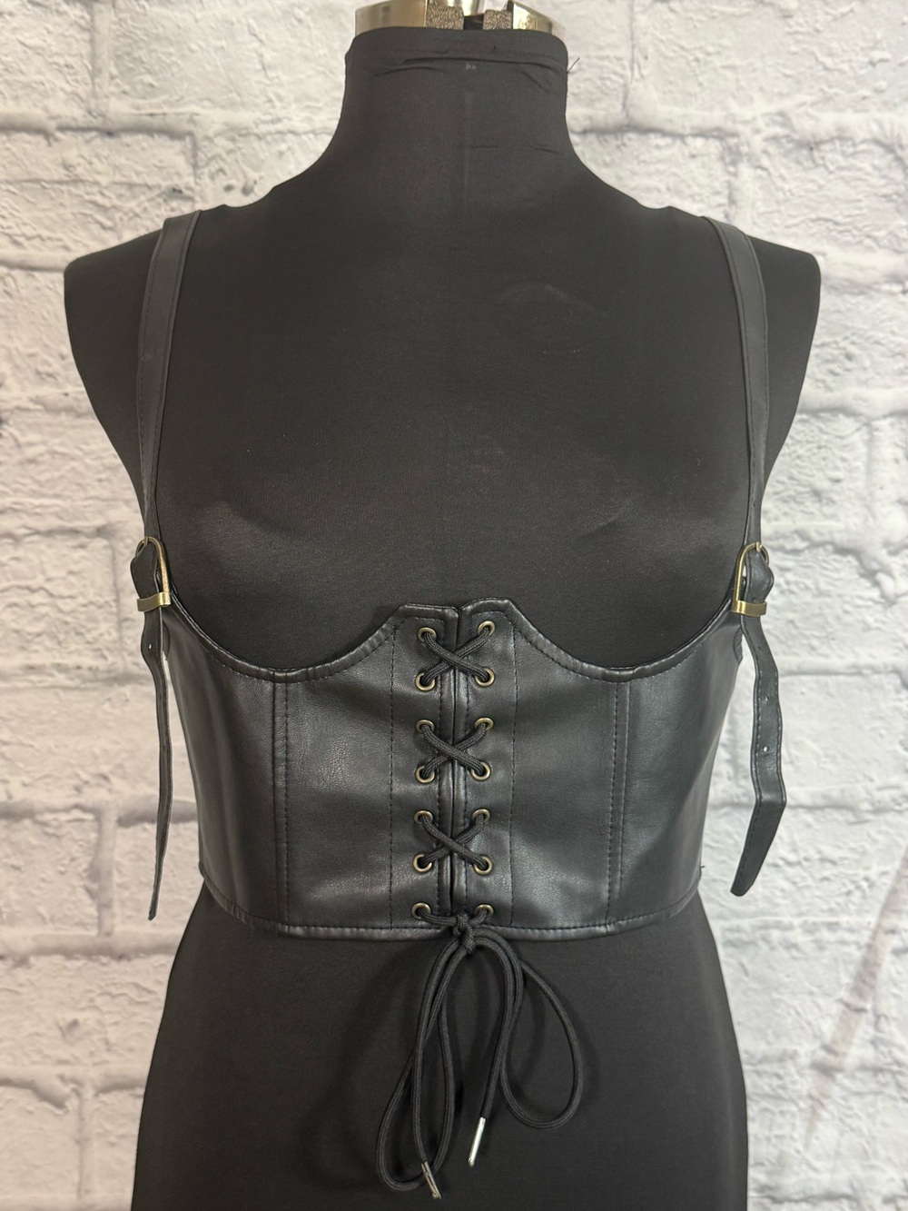 Faux Leather Under Bust Corset Style Harness
